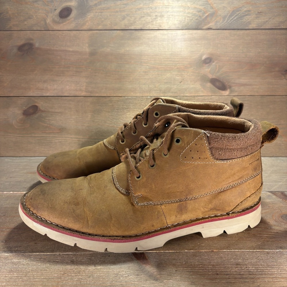 clarks varick hill Mens size 12 shoes Brown Leather Lace Up Chukka boots